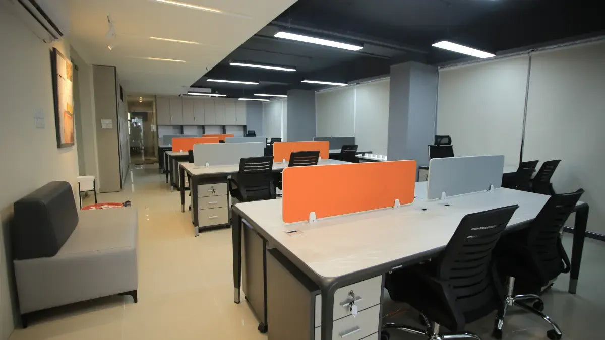 Modern commercial office workspace featuring ergonomic furniture and efficient office space planning in New Jersey.