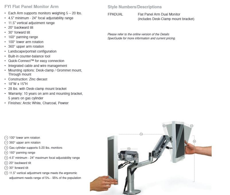 Used Dual Monitor Arms Commercial Furniture Resource