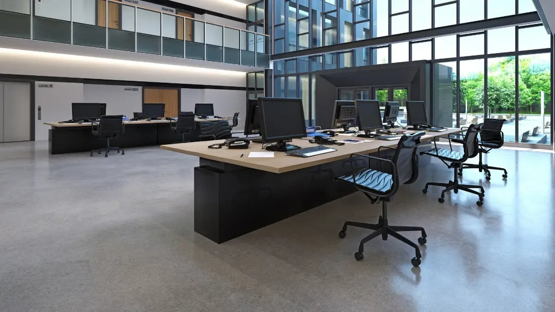  Modern office featuring smart office furniture solutions with modular office furniture and space-saving office desks in New Jersey.